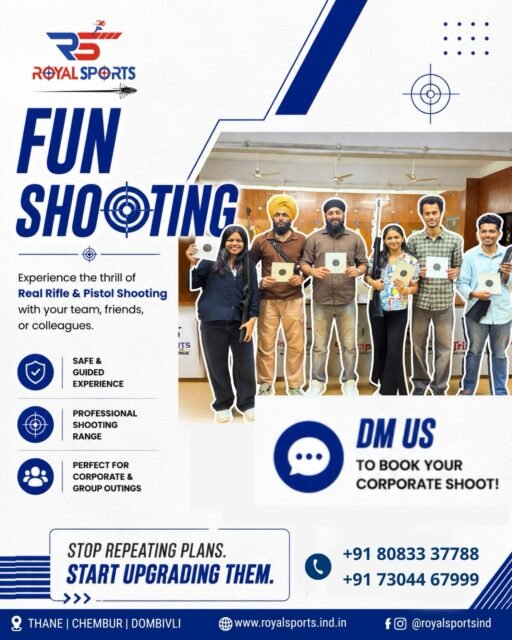 Not your usual outing. This is a real shooting experience.

Step into the world of precision, focus and excitement with Royal Sports Academy’s Corporate Fun Shoot.

Experience real rifle and pistol shooting under expert supervision in a safe and professional shooting range. Perfect for corporate outings, team-building activities, and group experiences that are truly unforgettable.

Stop repeating plans.
Start upgrading them.

DM us to book your session.
.
.
.
[Rifle Shooting | Pistol Shooting | Shooting Sports | Olympic Shooting | Sports Academy | Precision Training | Focus Development | Concentration Skills | Mental Strength | Discipline Through Sports | Competitive Shooting | Shooting Range Experience | Team Building Activities | Corporate Outings | Employee Engagement | Group Activities | Adventure Experience | Confidence Building | Target Shooting | Professional Training | Sports Coaching | Leadership Development | Sports Enthusiasts | Weekend Activities | Unique Experiences | Recreational Shooting | Corporate Team Bonding | Precision and Control | Performance Training]

#RoyalSportsAcademy #CorporateFunShoot #RifleShooting #explore #fyp