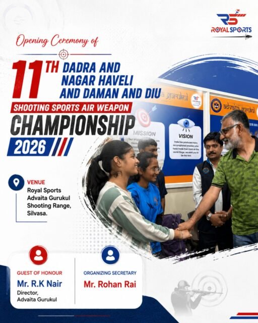 Opening Ceremony of the 11th Dadra and Nagar Haveli and Daman and Diu Shooting Sports Air Weapon Championship 2026 at the Royal Sports Advaita Gurukul Shooting Range, Silvassa.

It was an honour to host Mr. R.K. Nair, Director of Advaita Gurukul, as the Guest of Honour and witness young athletes begin their championship journey with determination and sportsmanship. 

Under the leadership of Mr. Rohan Rai, Organizing Secretary, the championship marks another important step in promoting excellence in shooting sports.

We wish all participating shooters the very best for the competition ahead.
.
.
.
[Rifle Shooting, Air Rifle, Air Pistol, Shooting Sports, Air Weapon Championship, Royal Sports Academy, Advaita Gurukul, Silvassa, Precision Sports, Competitive Shooting, Athlete Development, Olympic Shooting, Sports Training, Shooting Competition, Youth Athletes, Target Shooting, Mental Focus, Sports Excellence, Championship 2026, Shooting Range]

#RoyalSportsAcademy #ShootingSports #AirRifle #Championship2026 #athletedevelopment